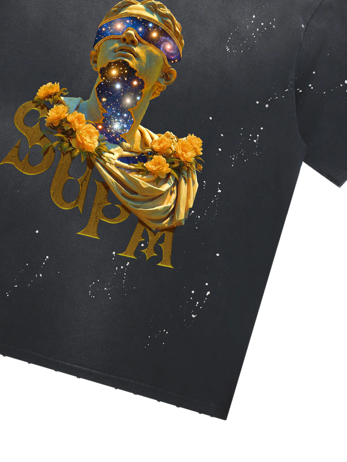 Washed Splash Ink Cosmic Statue Print Galaxy Art T-Shirt - Image 13