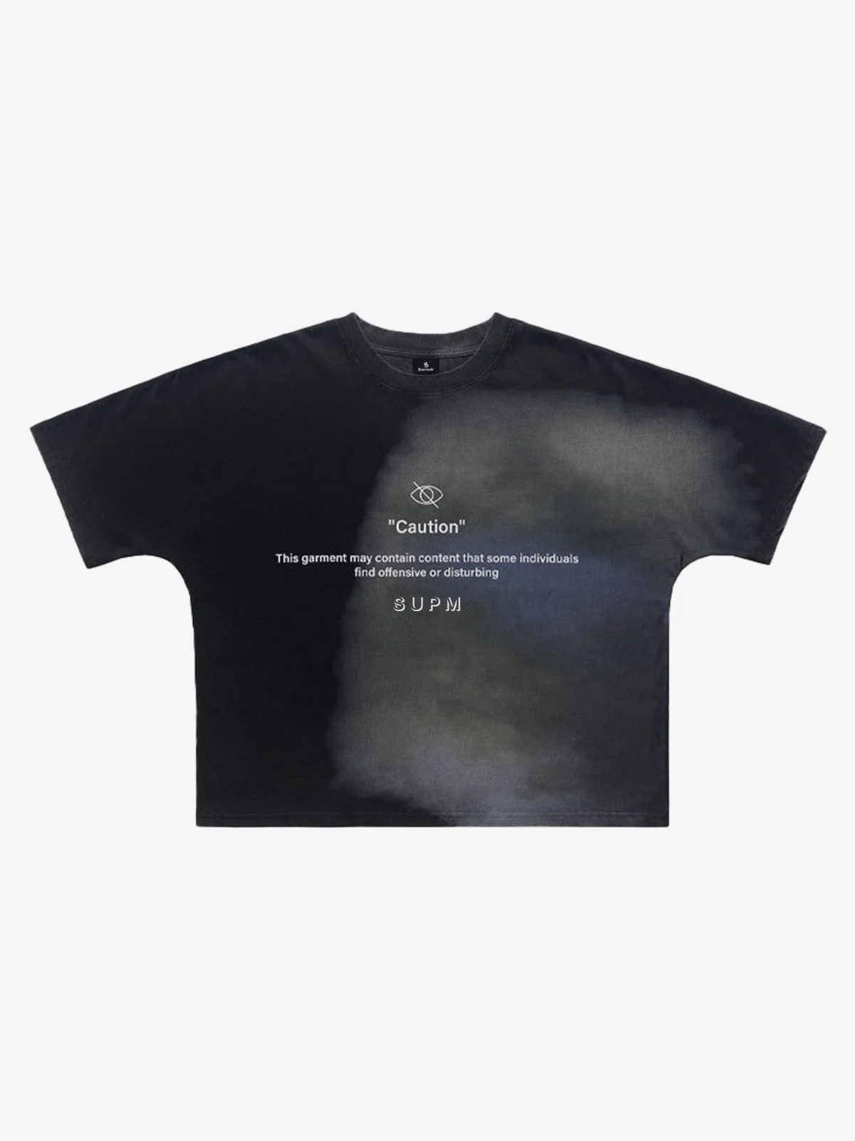 Washed Spray Dye “Caution” Graphic T-Shirt - Image 3