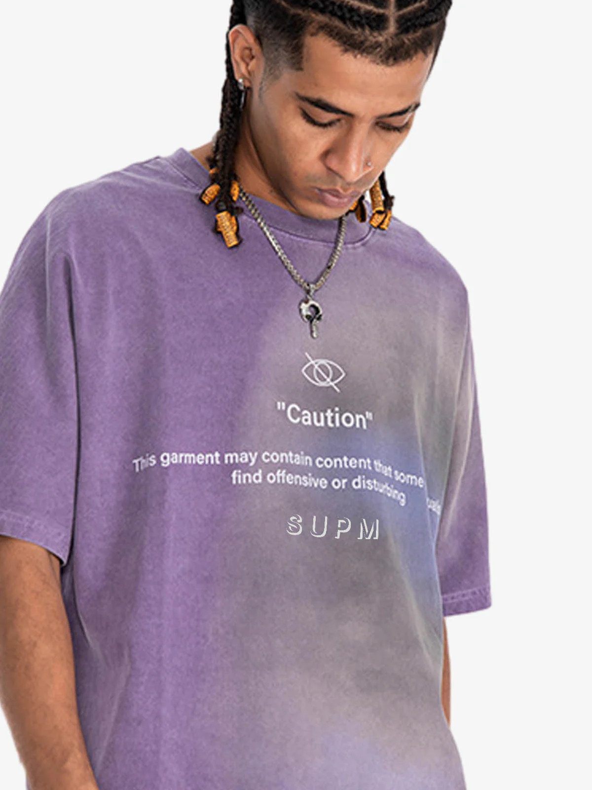 Washed Spray Dye “Caution” Graphic T-Shirt - Image 6