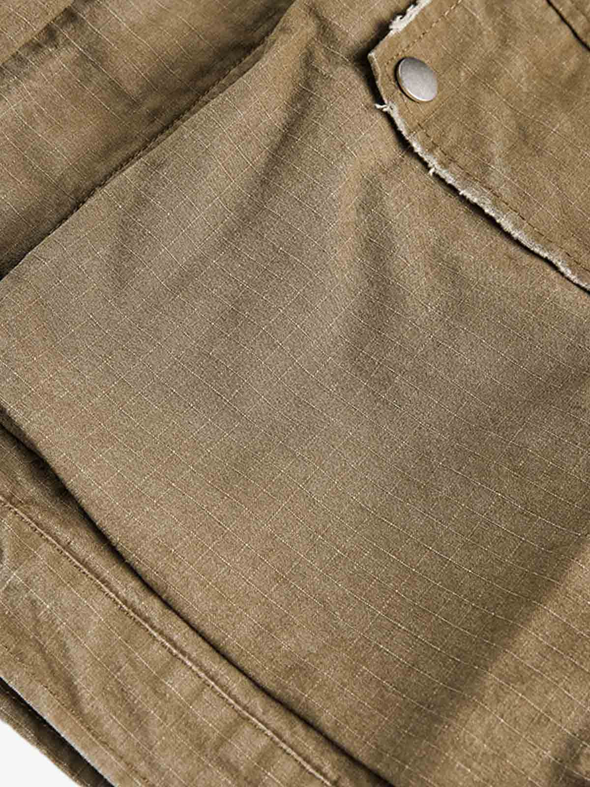 Washed Stand Collar Multi Pocket Jacket - Image 10