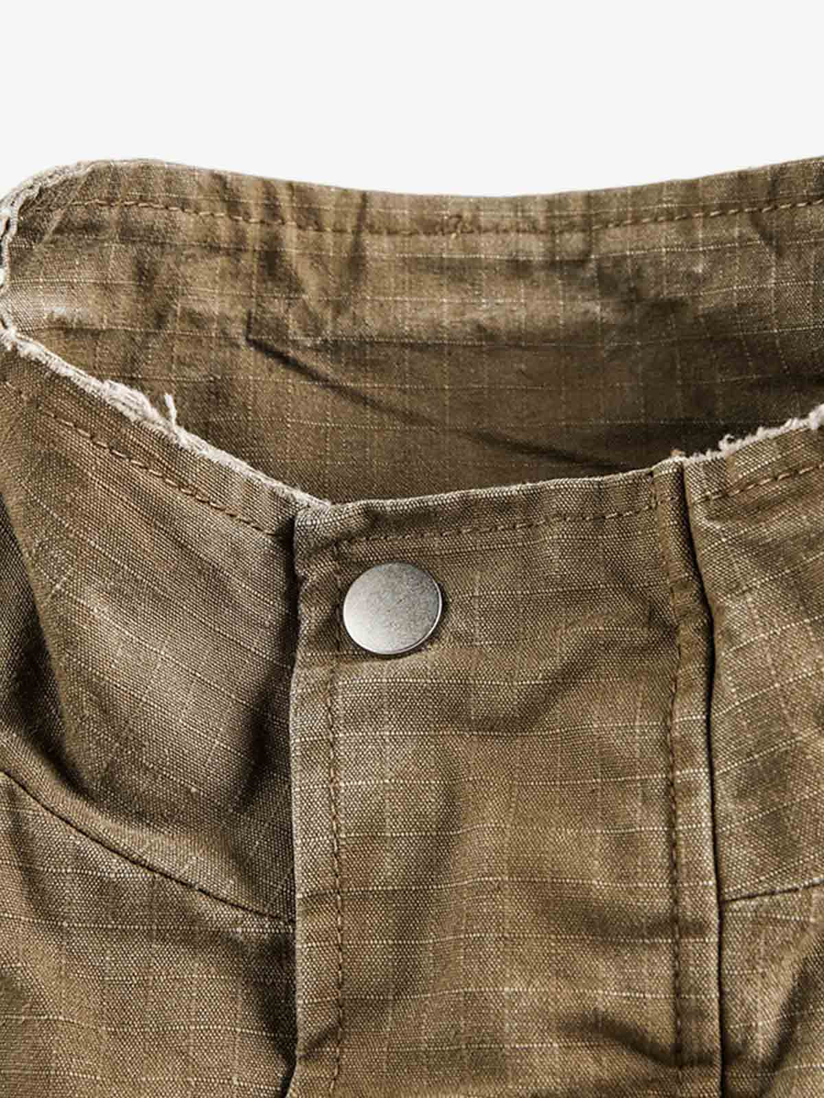 Washed Stand Collar Multi Pocket Jacket - Image 7