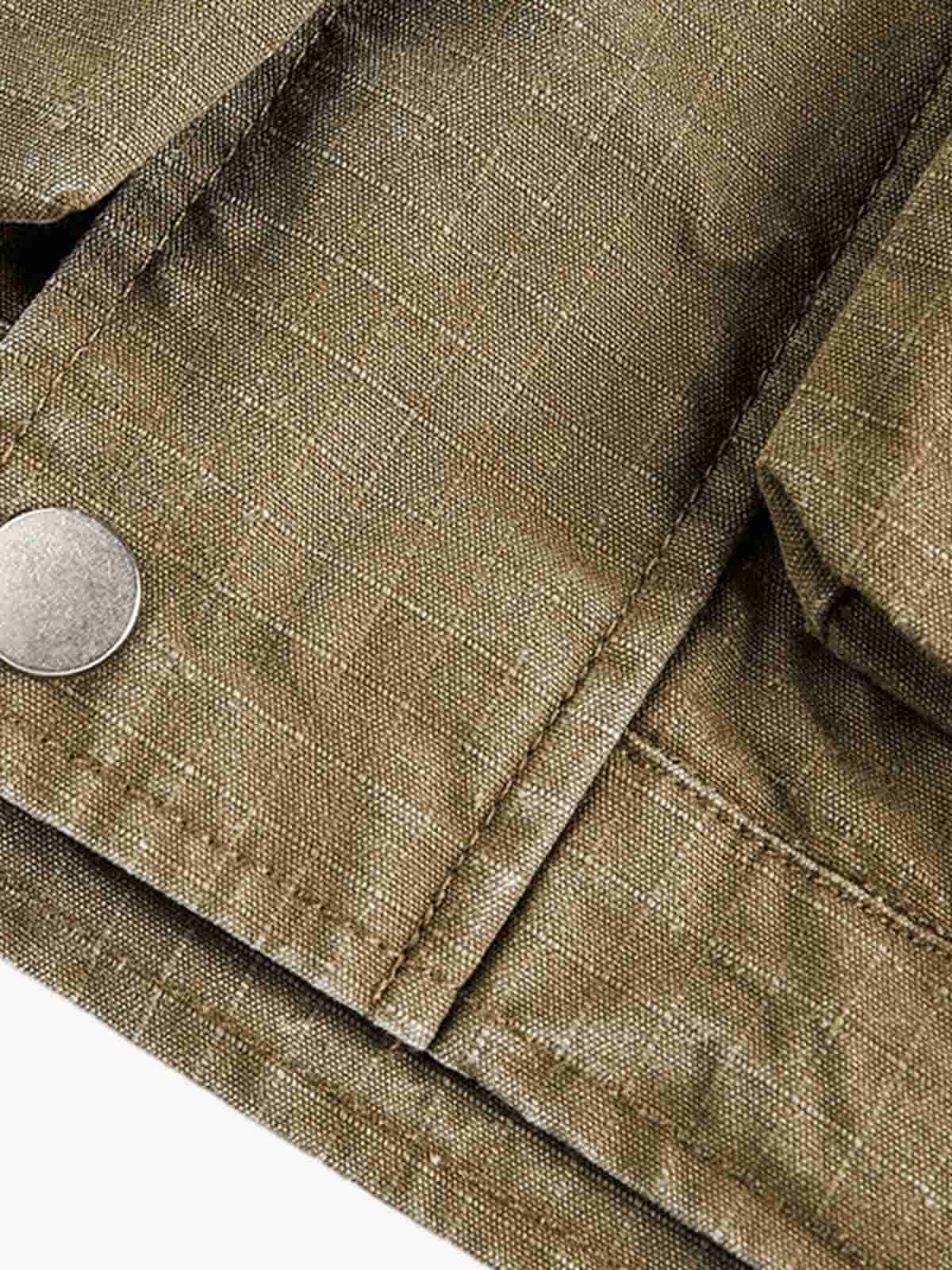 Washed Stand Collar Multi Pocket Jacket - Image 8
