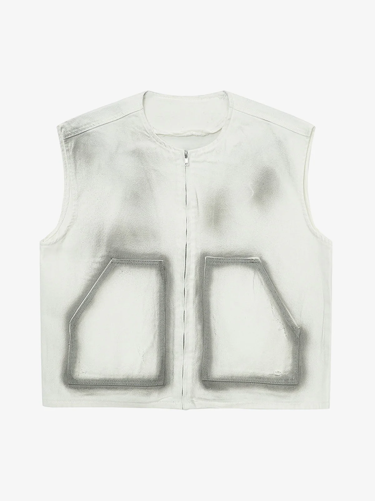 Washed Workwear Zip-Up Denim Vest - Image 9