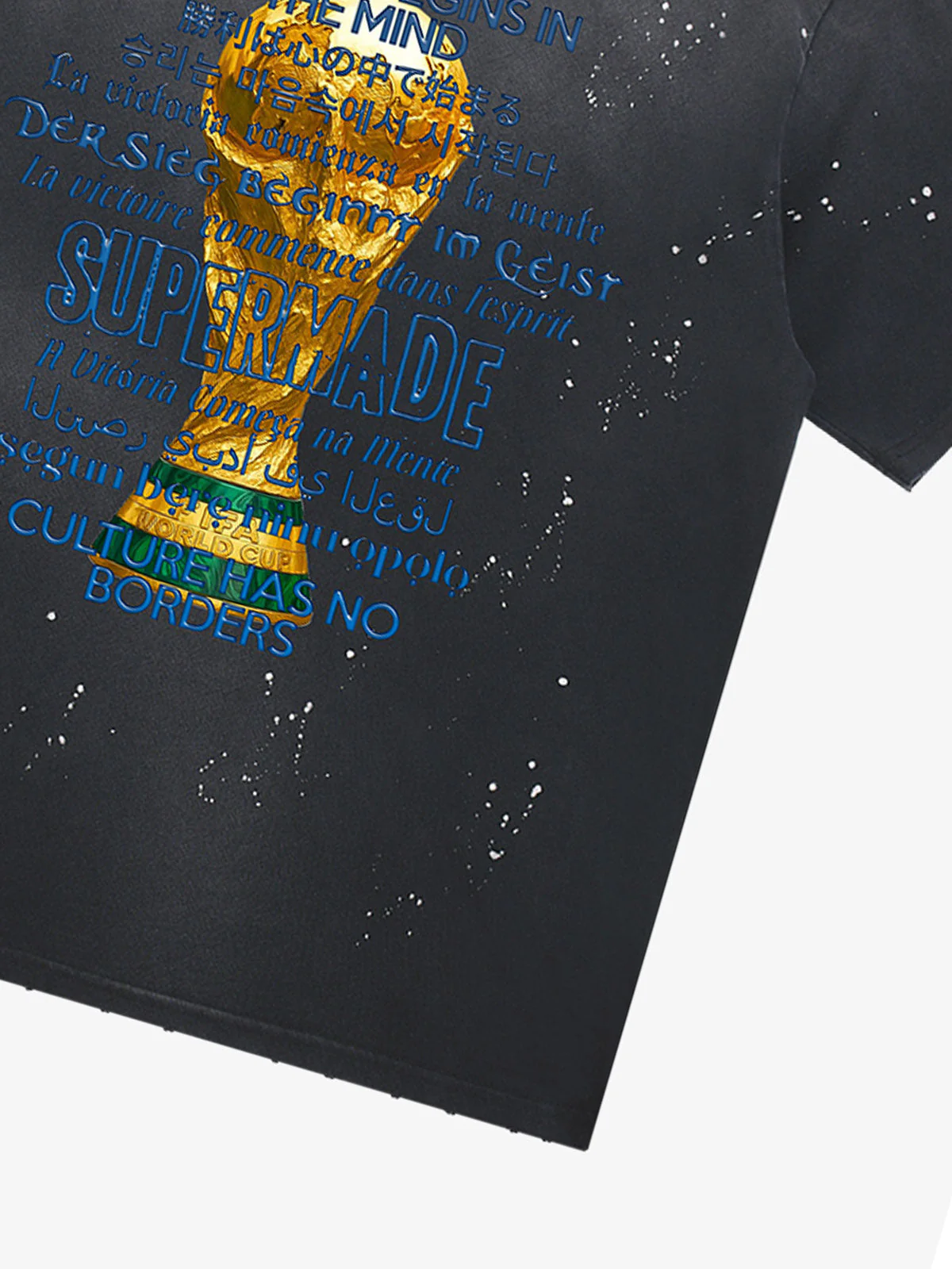 Washed World Cup Trophy Multi-Language Graphic T-Shirt - Image 6