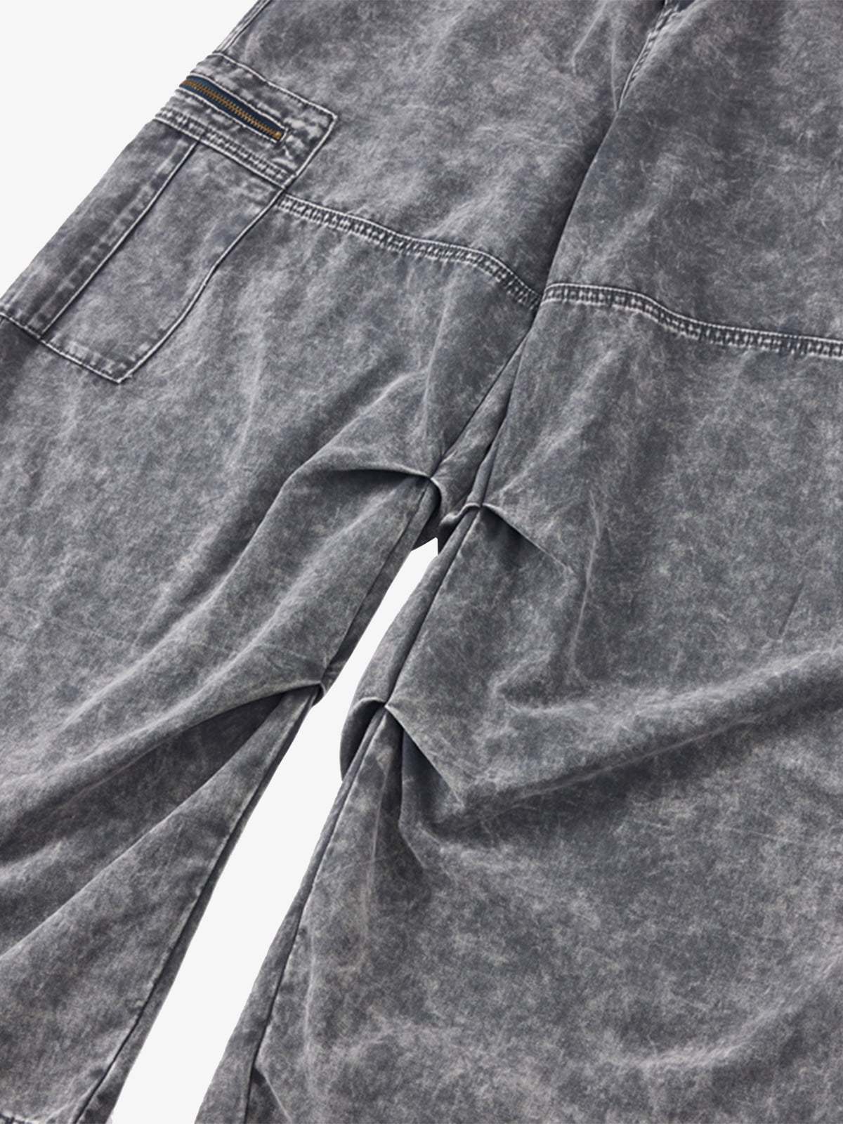 Vintage Acid-Washed Multi-Pocket Wide-Leg Cargo Barrel Jeans - Image 11