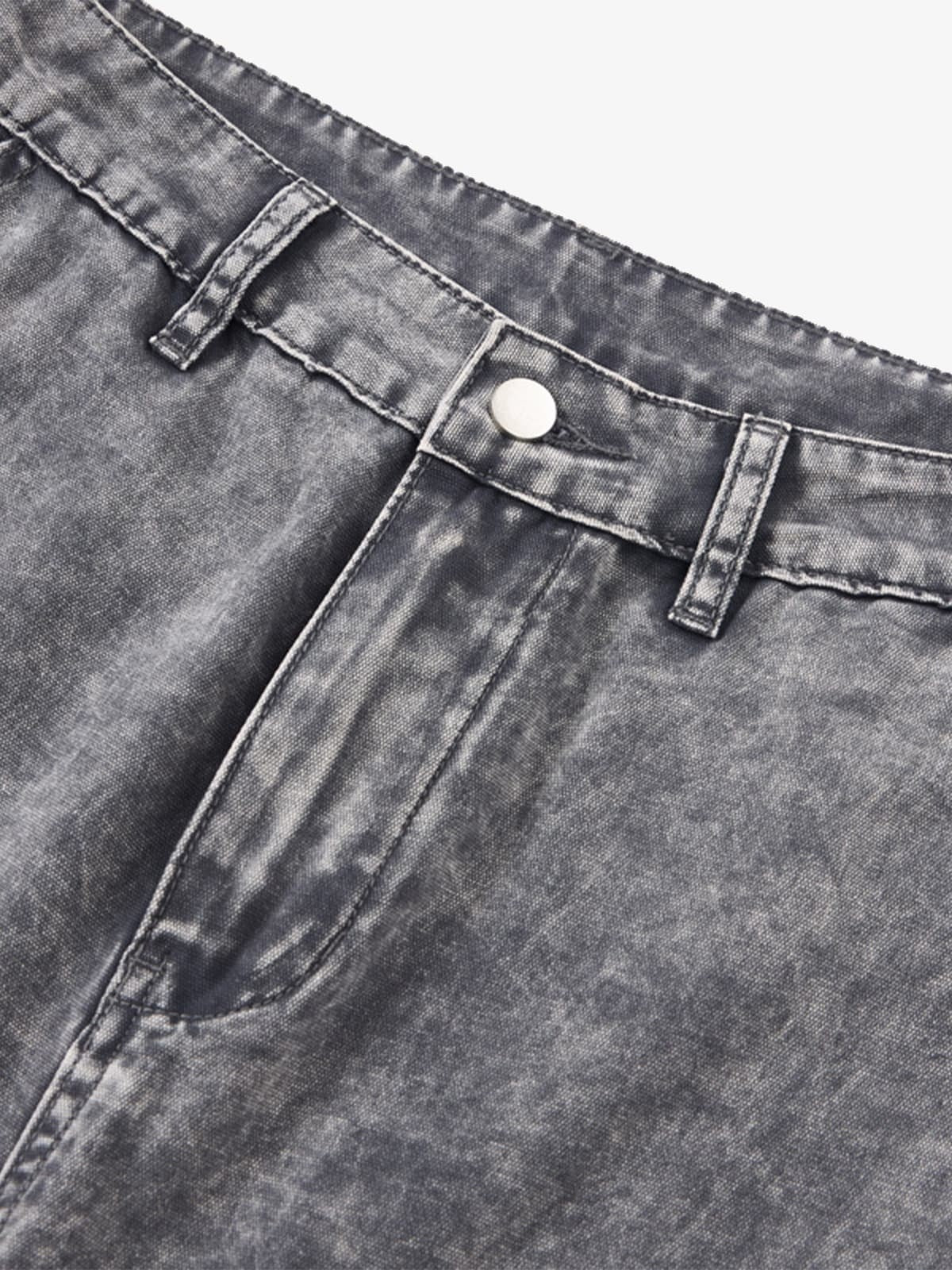Vintage Acid-Washed Multi-Pocket Wide-Leg Cargo Barrel Jeans - Image 9