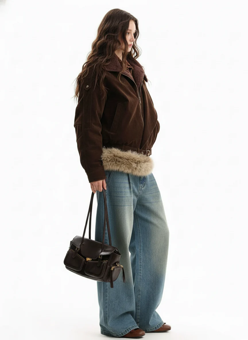 Vintage Light-Wash Pleated Barrel Jeans - Image 5