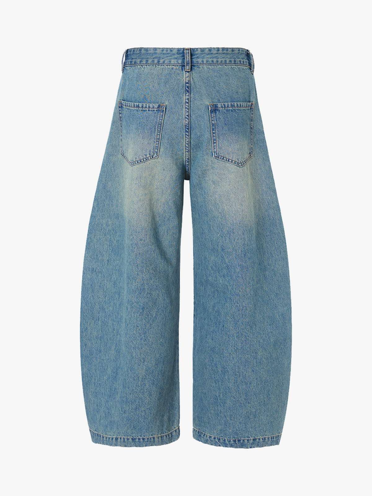 Vintage Light-Wash Pleated Barrel Jeans - Image 6