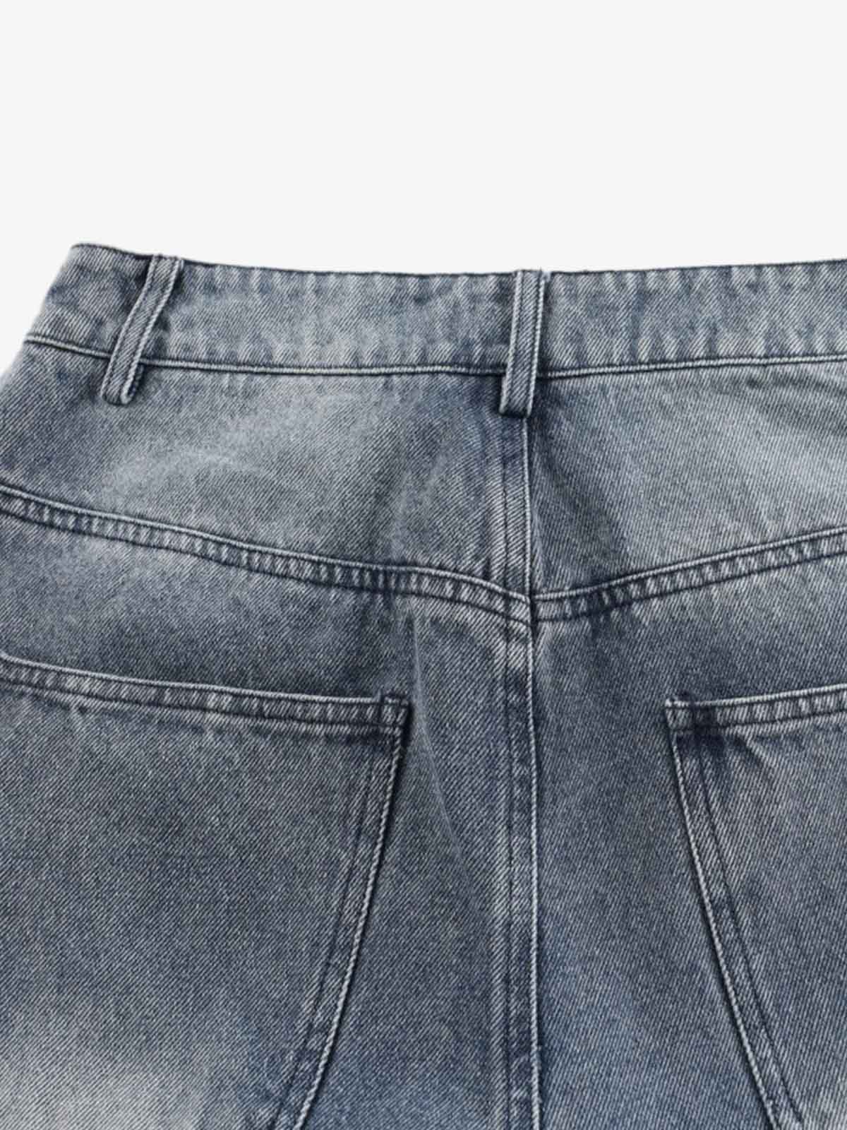 Wrinkle Effect Print Wide Leg Denim Jeans - Image 9