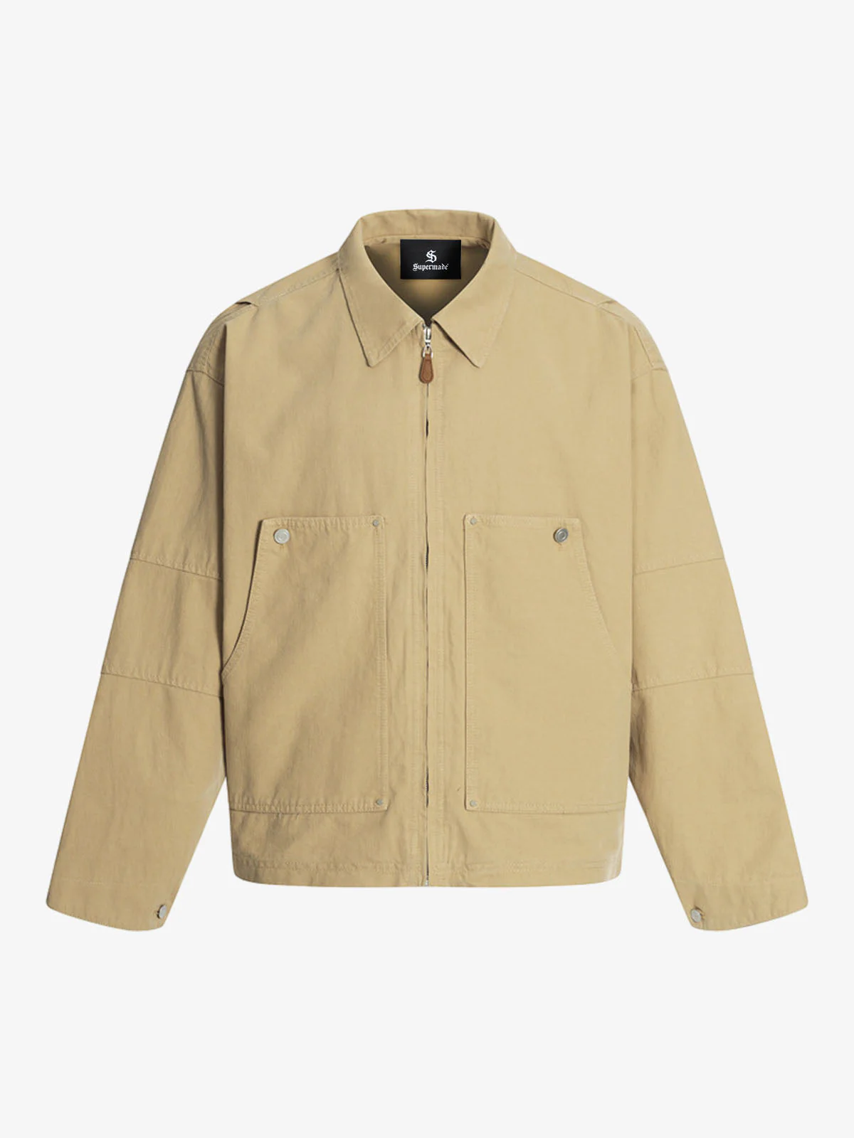 Zip Front Shirt Collar Boxy Jacket