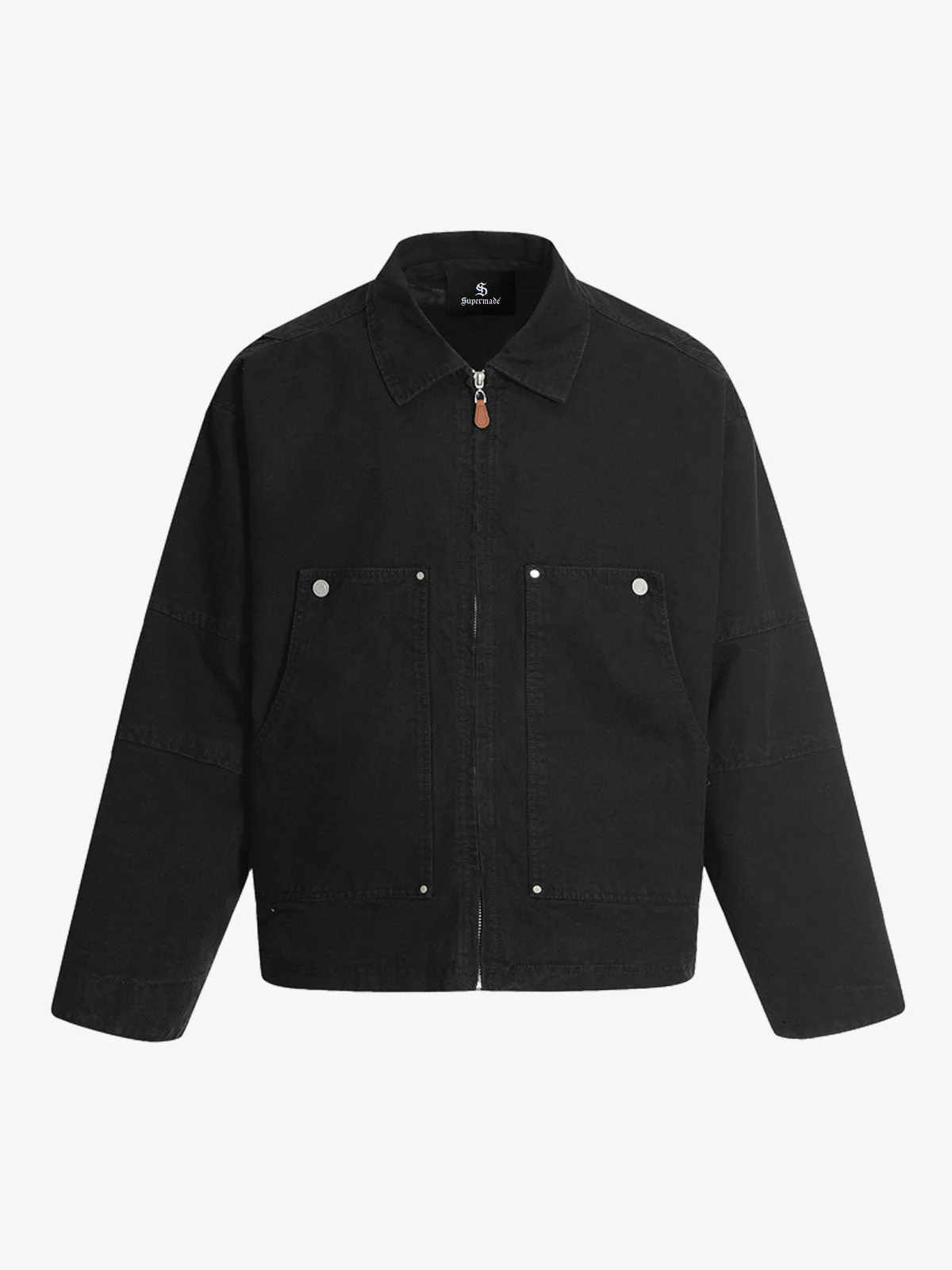 Zip Front Shirt Collar Boxy Jacket - Image 2