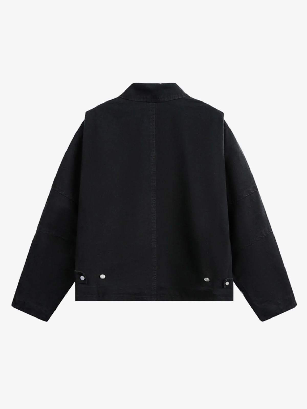 Zip Front Shirt Collar Boxy Jacket - Image 4