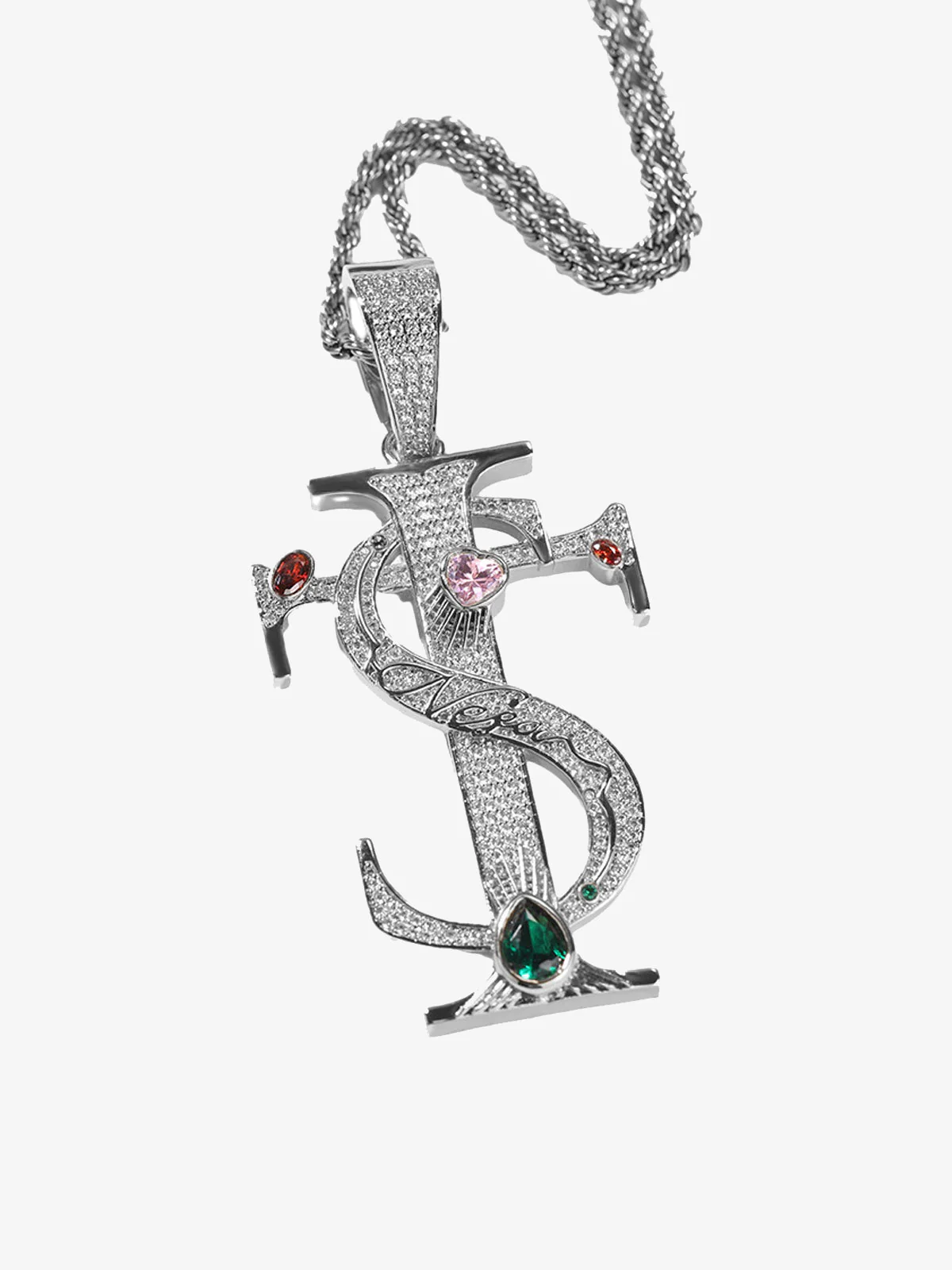Zircon S Cross Pendant Necklace - Image 2